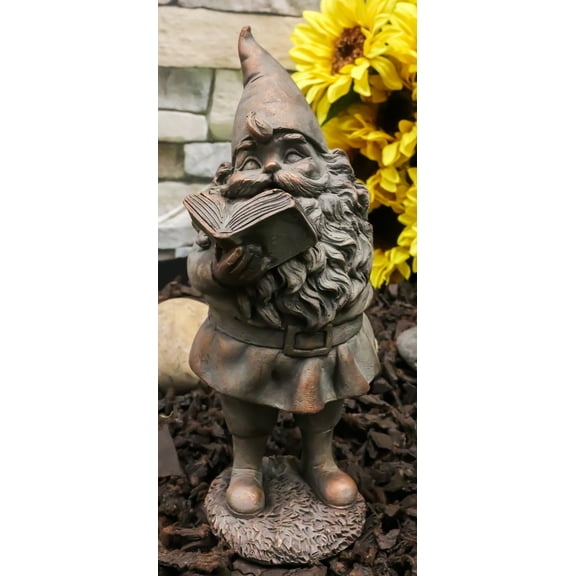 Whimsical Festive Holiday Novelty Old Mr Gnome Dwarf Reading Story Book Figurine