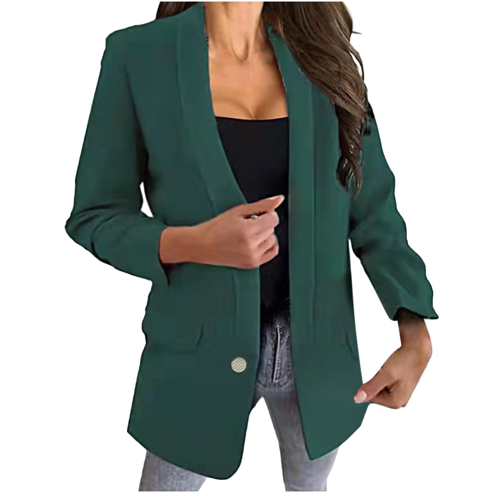 VEKDONE Womens Long Sleeve Open Front Cardigan Jackets Casual Work Office Color Block Blazer Suit Jackets Coats 