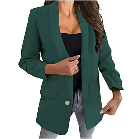 

Trench Coats for Women Fall Jackets for Women Trendy Woman Long Sleeve T-Shirt Autumn Open Front Loose Outerwear Solid Blouse Coat Tops Womens Cardigan Sweaters New Womens Jacket Green 2XL