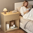 thumbnail image 5 of IDEALSOUL Nightstand with Charging Station, 24inch Bedside Table with Curved Top Corners, Crescent Shaped Buckle, Wooden End Table for Bedroom Living Room (1pcs, Wood color), 5 of 12