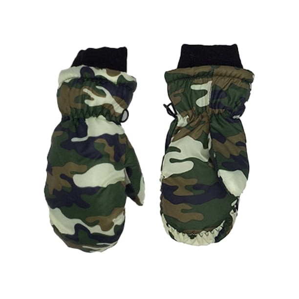 Naiovety 3 pares de manoplas para niños invierno impermeable camuflaje impreso espesar diseño azul Suministros térmicos Verde Naiovety HA059239-03B
