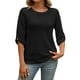 thumbnail image 2 of Tops casuales para mujer,Blusa informal abotonada para mujer, de media manga, lisa, de poliéster, cómoda para uso diario, sopatenor, 2 of 7