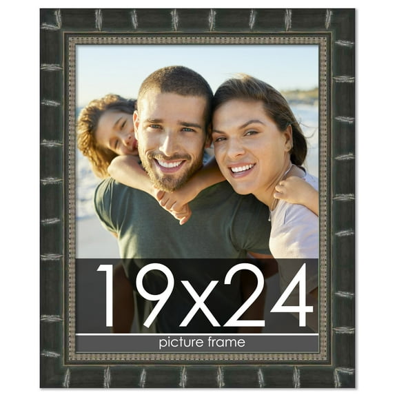 19x24 Bamboo Black Complete Wood Picture Frame with UV Acrylic, Foam Board Backing, & Hardware