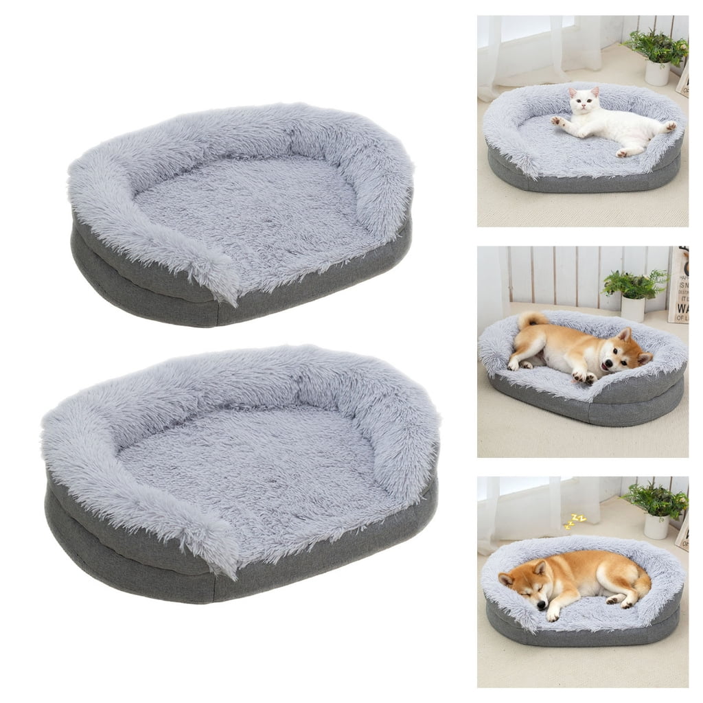 Miiottaa Furry Plush Dog Couch Extra Large AntiSlip Base Soft Warm Bedding Rest Sofa Bed