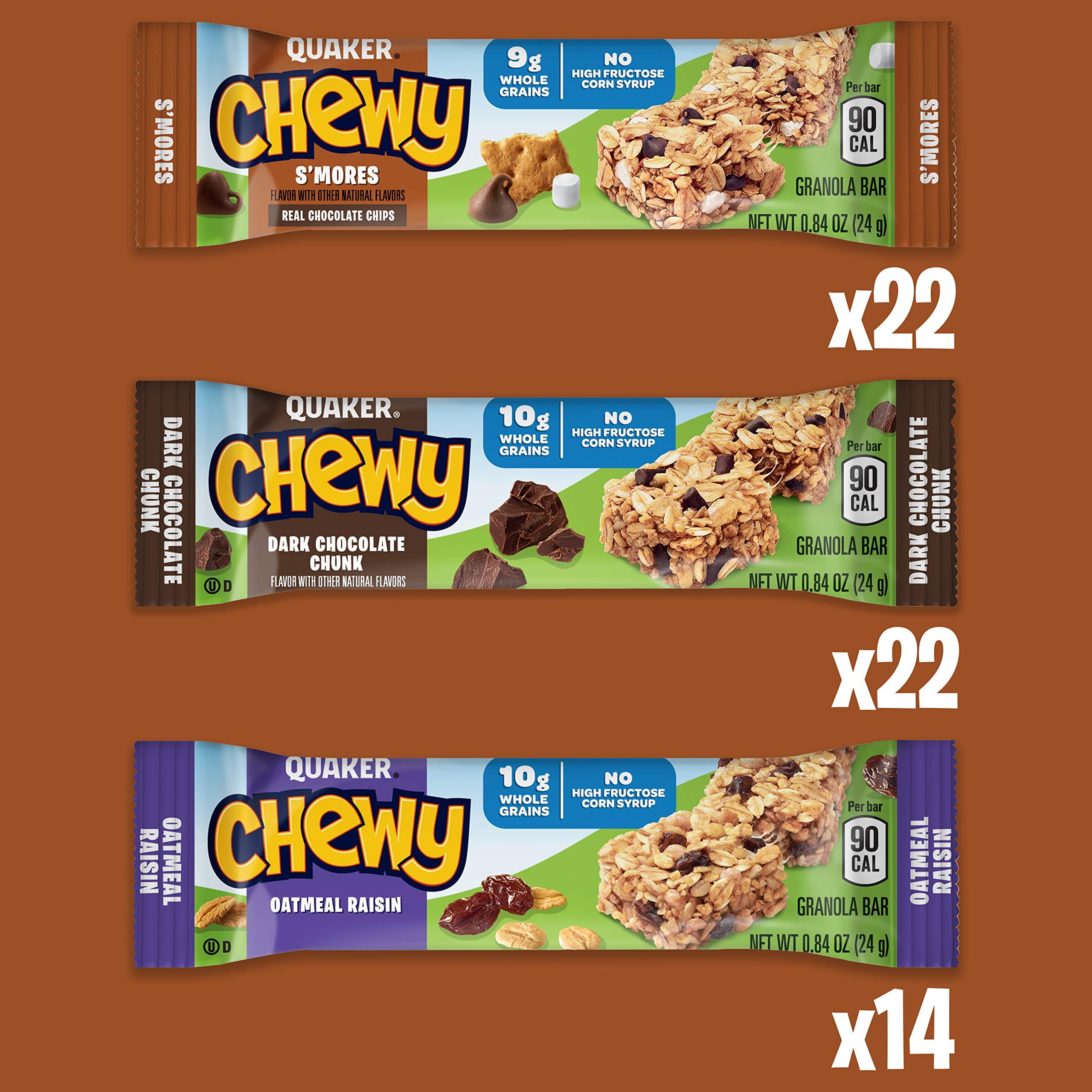 Quaker Chewy Granola Bars, 3 MDA05&nbsp;Flavor Back-to-School Variety Pack, 58 Count