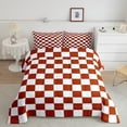 thumbnail image 2 of Erosebridal White Rust Red Checkered Bedding Set Buffalo Plaid Grid Comforter Set Twin,Checkerboard Quilt Set Aesthetics Gingham Duvet Set Modern Room Decor, 2 of 8