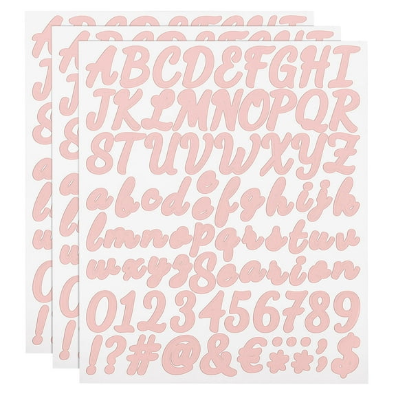 Uxcell 3 Sheet 252 Pcs Self Adhesive Vinyl Letter Number Stickers Kit (Pink, 1 Inch)