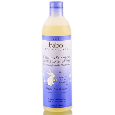 Babo Botanicals 3 in 1 Lavender Meadowsweet Bubble Bath, Shampoo, and Wash (12 oz)