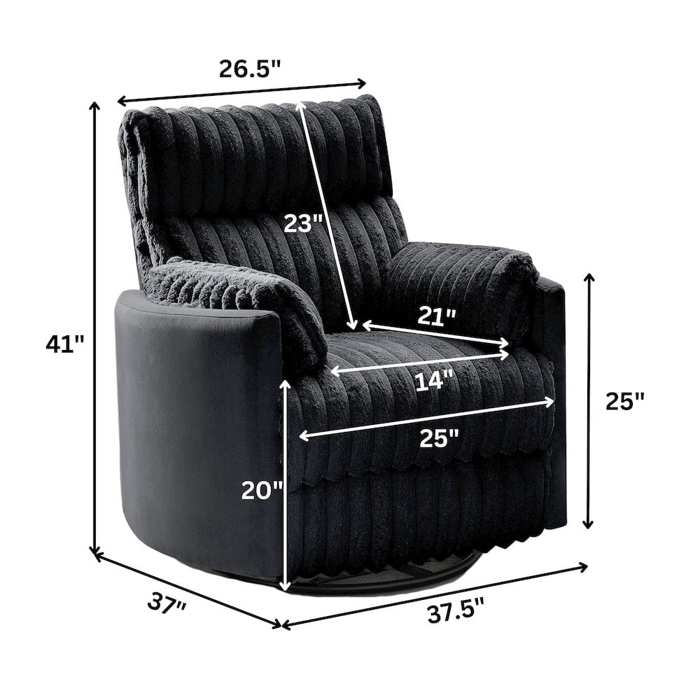 Roundhill Furniture Bocaton Wide Wale Corduroy Upholstery Manual Recliner, Black