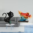 thumbnail image 2 of Reloj de pared de acrílico con diseño de gato y arowana de resina, adorno de mesa, escultura decorativa moderna para sala de estar, decoración del, 2 of 8