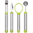 thumbnail image 1 of Cuchara para melón de acero inoxidable, pelador de frutas, herramienta de corte multifunción para ensaladas de frutas, 4 Uds., 1 of 5