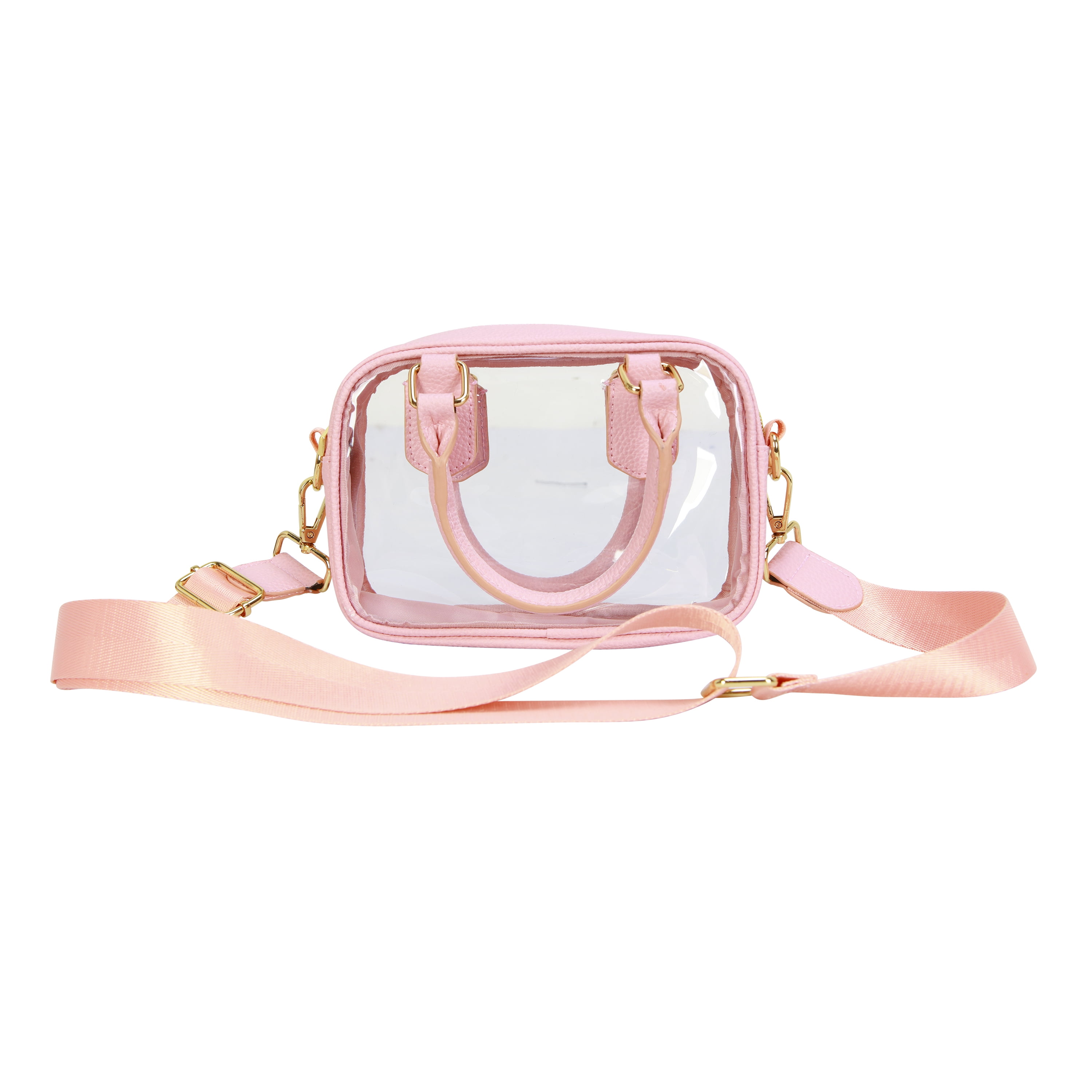 Hello Hobby Clear Handbag, Customizable Transparent Purse for Stadiums, Concerts, and Everyday Use, Pink Accents