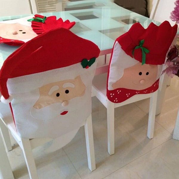 Details about   1PC Christmas Decor Chair Covers Dining Seat Cover Santa Claus Home Party Decor 