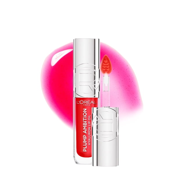 L’Oréal Paris Huile à Lèvres Teintée Plump Ambition, Brillant à lèvres repulpant, Léger picotement, Non collant, Hydratant, Infusé d'acide hyaluronique, WINE O'CLOCK, 5 ml