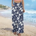 thumbnail image 6 of WRKEKC Womens Trendy Floral Printed Pants Elastic Waist Casual Loose Wide Leg with Drawstring for Workwear and Split Detail, 6 of 9