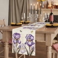 thumbnail image 2 of Purple Iris 108 Inch Table Runner, Spring Vintage Butterfly Leaves Flowers Beige Farmhouse Dresser Scarf Cotton & Linen Tablerunner for Dining/Kitchen Island/Holiday Party Décor 13" x 108", 2 of 9