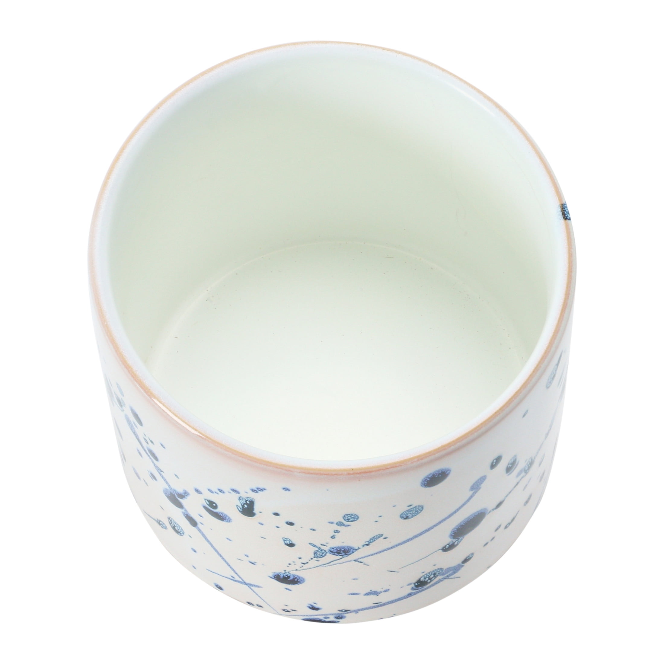 Creative Co-Op Stoneware Footed Planter with Splatter Design, White and Blue