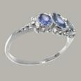 thumbnail image 3 of LBG British Made Real Solid 9k White Gold Natural Sapphire Womens Anniversary Ring - 33 size options - Size 6.25, 3 of 6