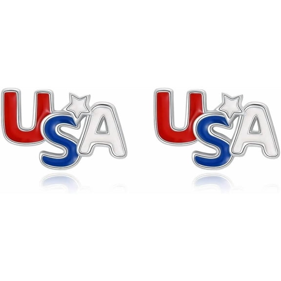 USA American Flag Earrings for Women Men 4th of July Fashion Red Blue White Patriotic Earring Cartilage Pierced Studs Cute Independence Day Jewelry Outfits Accessories