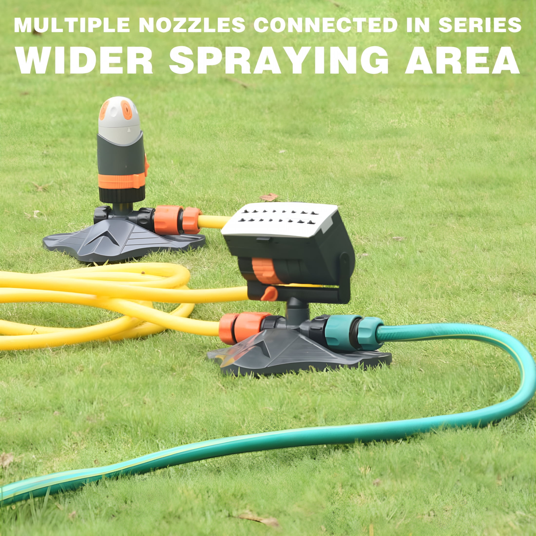 BPPEG Adjustable Range Sprinkler for Lawns & Gardens, 16 Mini Turbine Oscillating Sprinkler