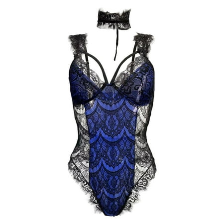 

Rdeuod Valentines Lingerie for Women Sexy Lingerie Deep V Mesh See-Through Sexy Pajamas Elastic Sling One-Piece