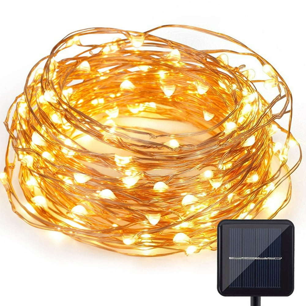 CoreLife Outdoor Solar Fairy Lights 66 ft. 200 Warm White LED String Light Copper Wire