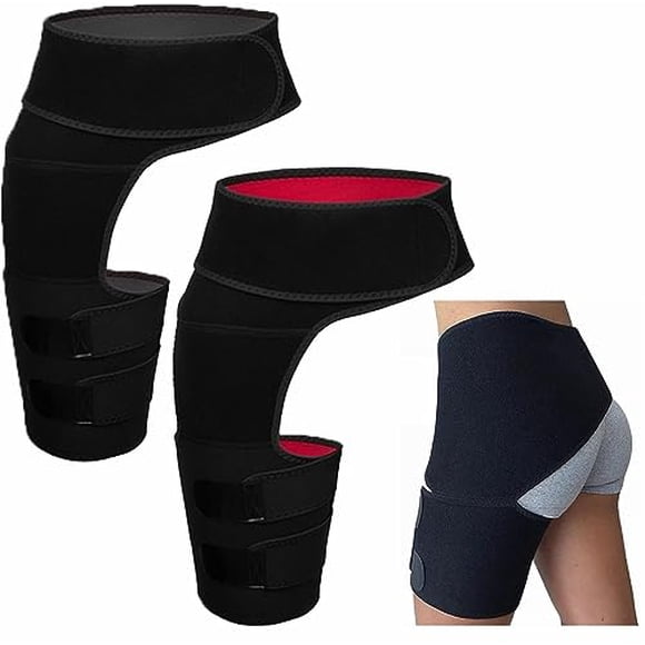 Healthy Lab Co Sciatica Brace, Ortho-Wrap Hip Brace Original Quality, Hip Brace for Sciatica Pain Relief, Groin Thigh Sleeve Hip Support Wrap, Wrap Hip Brace for Men Women (Black + Red) One Size One