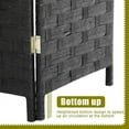 thumbnail image 3 of FDW Room Dividers 4 Panel Room Dividers Privacy Room Partition Folding Privacy Screen Wood Screen Mesh Woven Design Black, 3 of 7