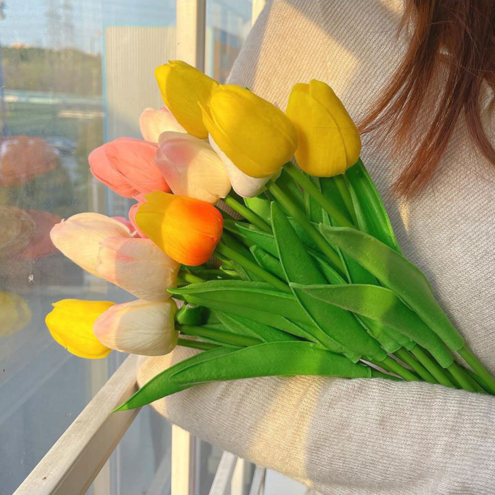 買い誠実 ZWMBYN Independence Day Artificial Tulip Flowers Swag， 19.7 Inch リース 