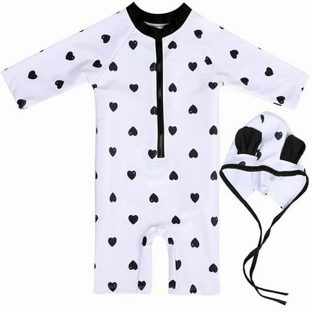 DGQPLPD Girls Rash Guard Swimsuit Heart Shaped Swimsuit for Beach Pool and Lake Summer Sun Ideal Pair with Sandals Black2 4-5 Years