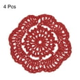 thumbnail image 3 of Crochet Doilies, 4Pcs 4" Cotton Woven Fabric Coasters, Lace Round Handmade Coasters with Floral Pattern for Wedding Party Decoration (Dark Red), 3 of 5