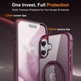 thumbnail image 4 of ELEHOLD Case for iPhone 16 Plus, Military Grade Protection Translucent Matte Case with 360° Rotatable Magnetic Ring Stand,Winered, 4 of 7