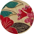 thumbnail image 1 of 841864117905 Tapis d'Art 5 Pi. Collection Antigua Tapis Rond Tissé Hibiscus, Beige, 1 of 1