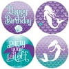 Distinctivs Purple and Blue Mermaid Girl Birthday Party Favor Stickers, 40 Labels