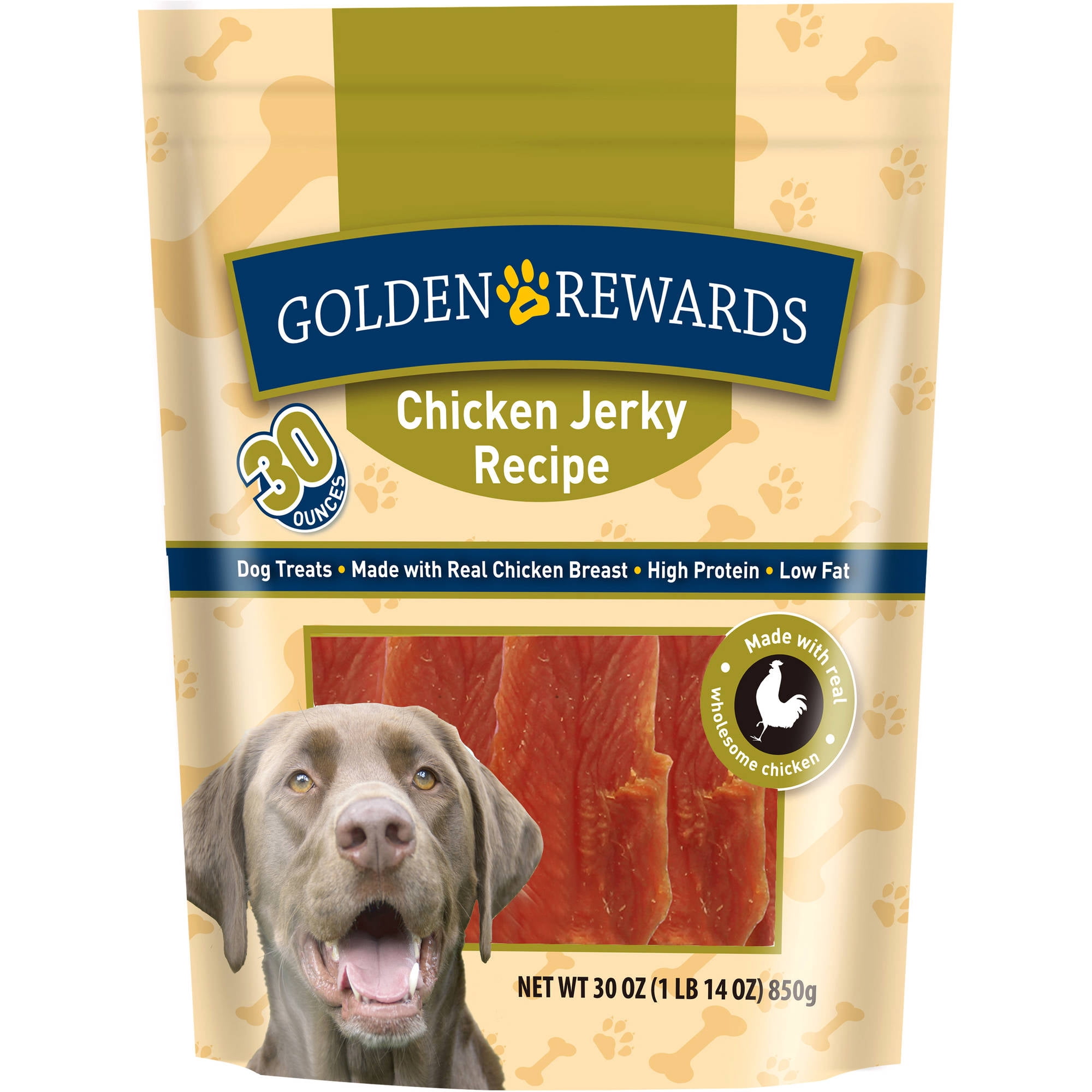 Golden Rewards Chicken Jerky Recipe Dried Dog Treats, 30 oz