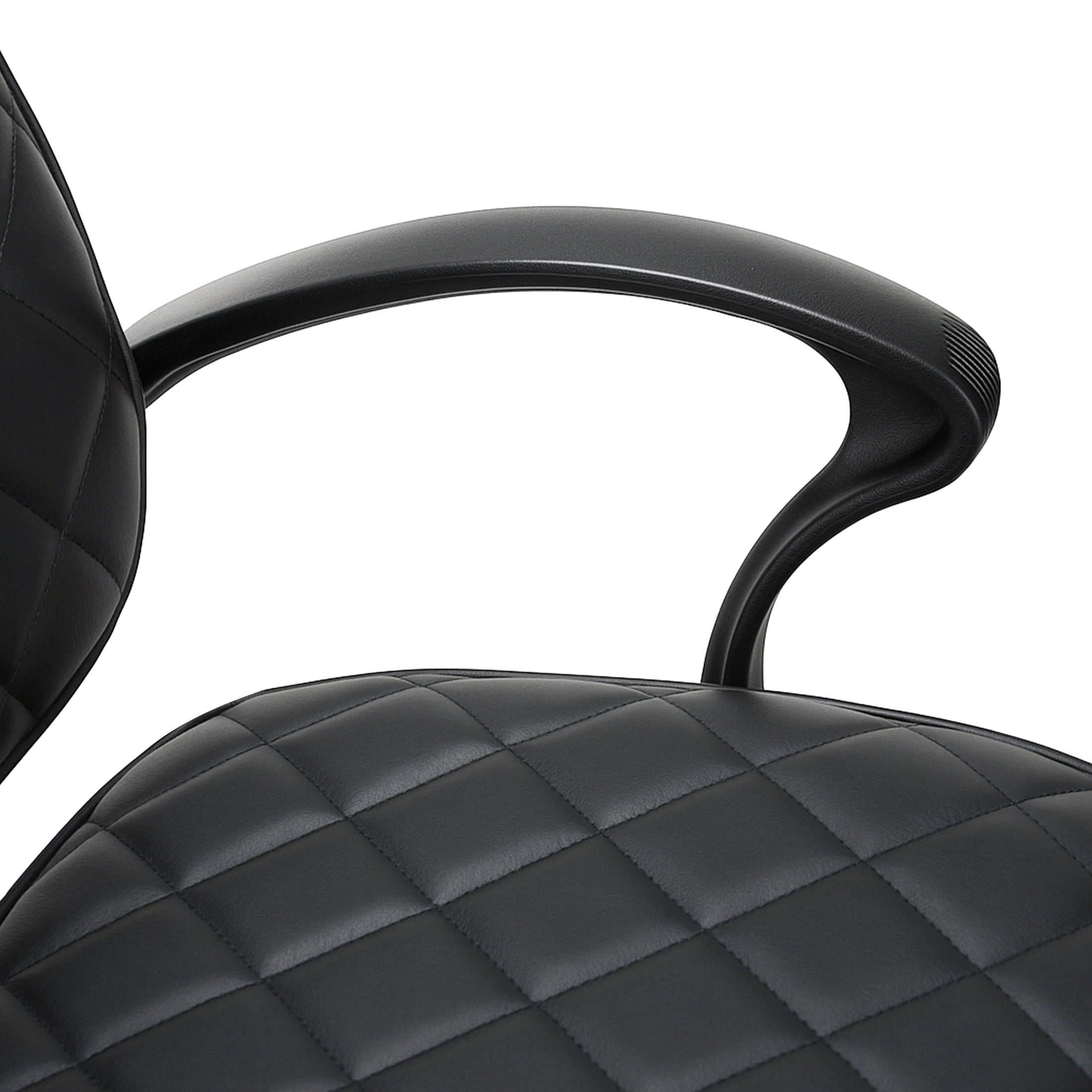 Noble House Hydraulic Salon Styling Chair, Diamond Quilted PU Leather Barber Chair, Black