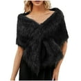 thumbnail image 2 of BLTIBY Women Winter Fake Faux Fur Scarf Cold Warm Wrap Stole Scarf Shawl Shrug Neck Warmer for Wedding Party Evening Proms Black Free Size, 2 of 5