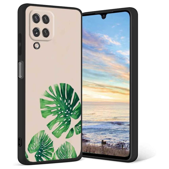 Compatible with Samsung Galaxy A12 Phone Case, Tropical-Leaves-8 Case Men Women, Flexible Silicone Shockproof Case for Samsung Galaxy A12