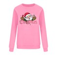 thumbnail image 4 of Sweatshirts for Women Christmas Santa Print Long Sleeve Pullovers Funny Graphic Shirts Loose Fit Casual Fashion Tops Pink S, 4 of 6