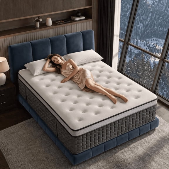 Kizreo 12 Inch Queen Size Medium Firm Hybrid Mattress, CertiPUR-US® Certified Foam, Independent Pocket Spring Support, Pressure & Pain Relief