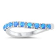 thumbnail image 1 of Round Blue Simulated Opal Wavy Band Adjustable Ring Sterling Silver Size 5, 1 of 3