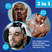Dead Sea Collection Men's 3-in-1 Body Wash, Shampoo & Face Wash – Sandalwood, Dead Sea Minerals, Pack of 2, 33.8 fl oz Each