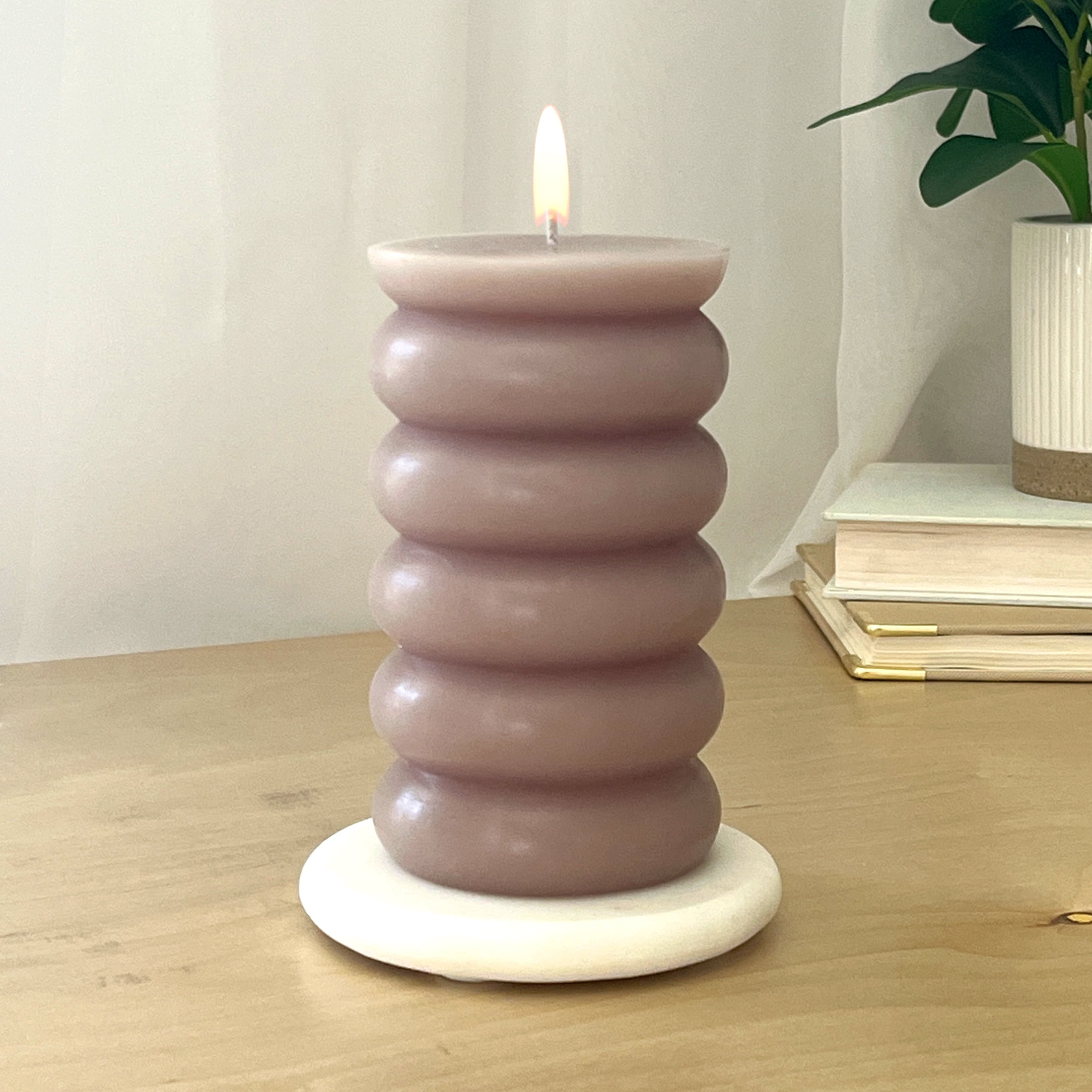 Mainstays Single Wick Bubble Pillar Candle, 3 in x 5 in, Unscented, Taupe