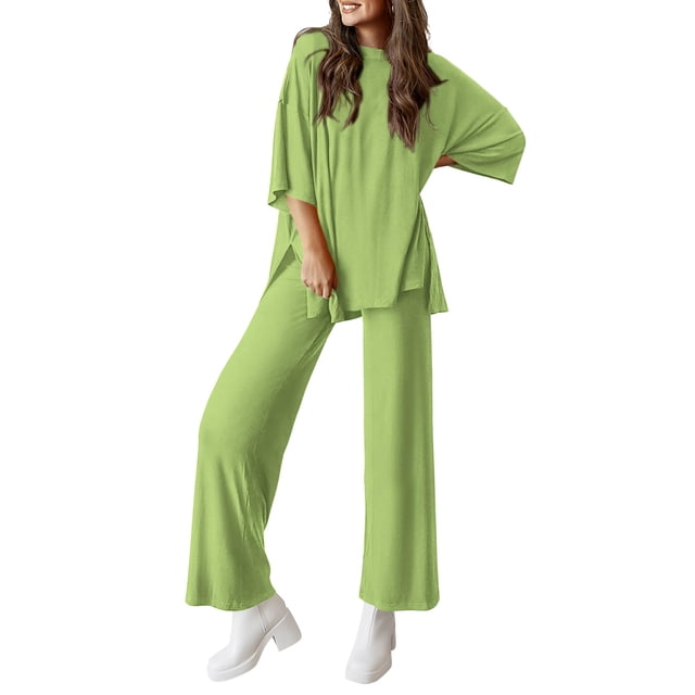 Conjunto de Chándal PRETTYGARDEN de Dos Piezas para Mujer Verde Claro Talla L