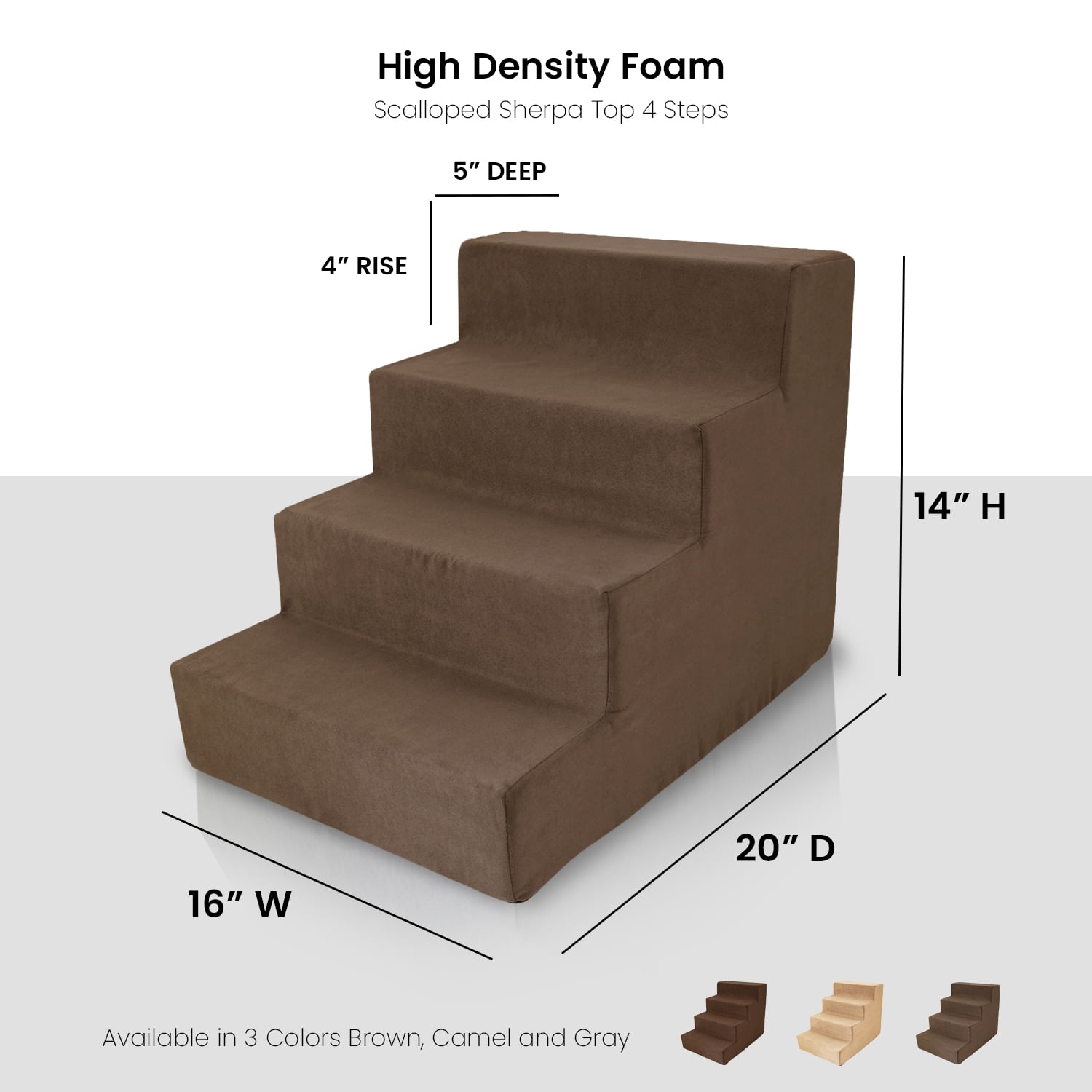 Precious Tails Deluxe High-Density Foam 4-Step Pet Stairs for Dogs and Cats - Durable, Lightweight, and Portable Staircase for Easy Mobility Assistance
