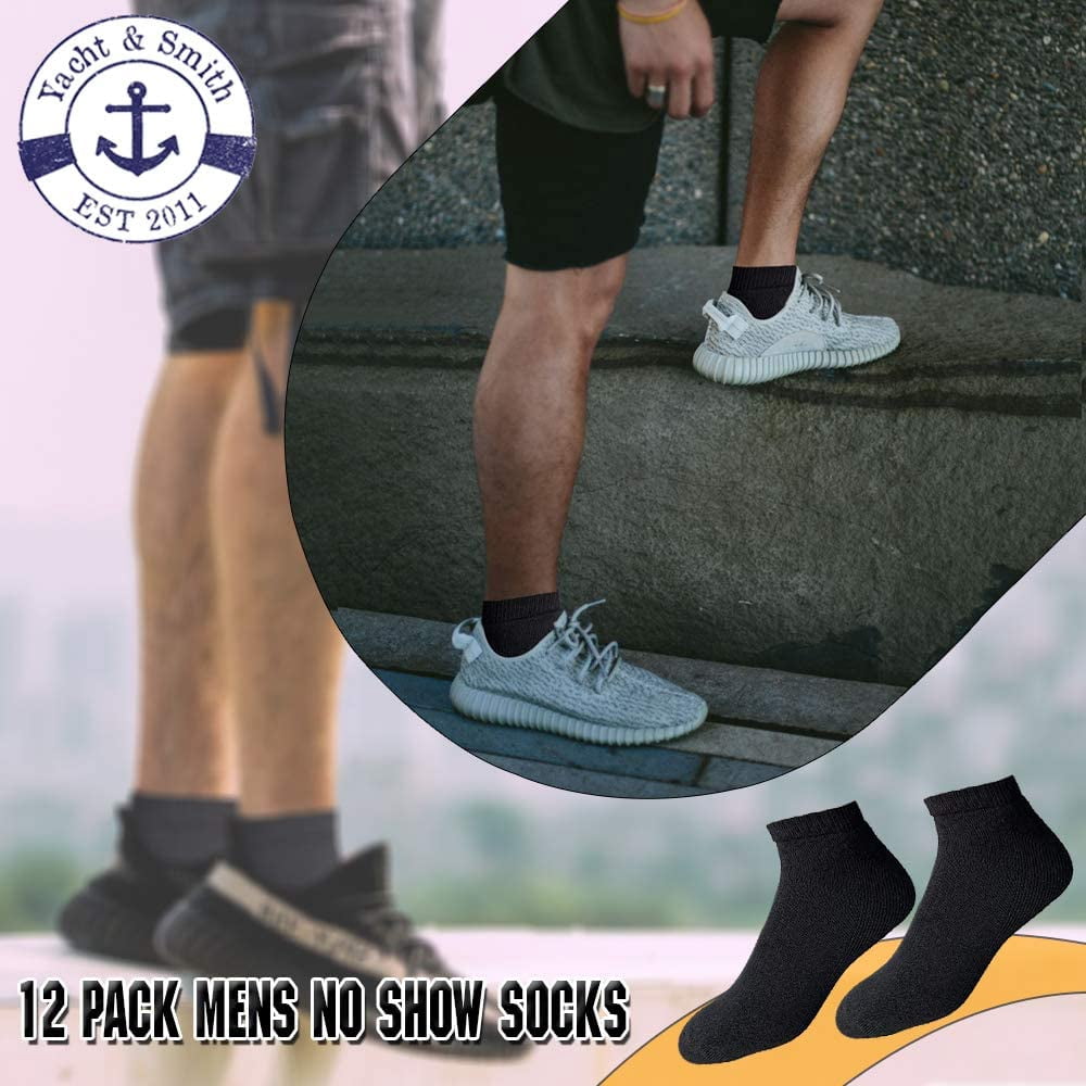 Yacht & Smith Mens Cotton Ankle Socks, Low Cut No Show Athletic Socks (12 Pack E No Show)