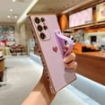 thumbnail image 4 of Electroplated Case for Samsung Galaxy S22 Ultra, Cute Heart Love Pattern Slim Soft Silicone Shockproof Cover with Wristband Kickstand Lens Protection Phone Case for Samsung S22 Ultra, Purple, 4 of 8