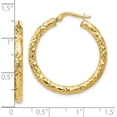 thumbnail image 4 of 14K Yellow Gold ForeverLite Polished and Textured Hoop Earrings - 30mm- Made In Italy, 4 of 6