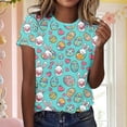 thumbnail image 5 of cocolona Easter Shirts for Women Summer Crew Neck Short Sleeve Bunny Eggs Print Tops Cute Graphic Tees, 5 of 5