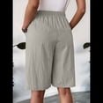 thumbnail image 4 of Pantalones Cortos de para Mujer, Bermudas Informales, Largos, de Cintura Alta, Cómodos y de Verano con Bolsillos Gris S, 4 of 8